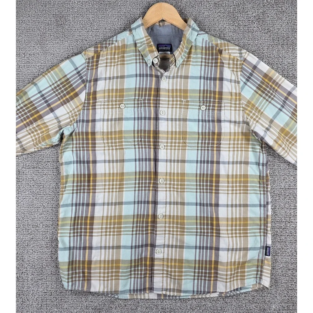 Patagonia Mens Birdshot‎ Organic Cotton Plaid Button Down Shirt XL Casual - Picture 3 of 12